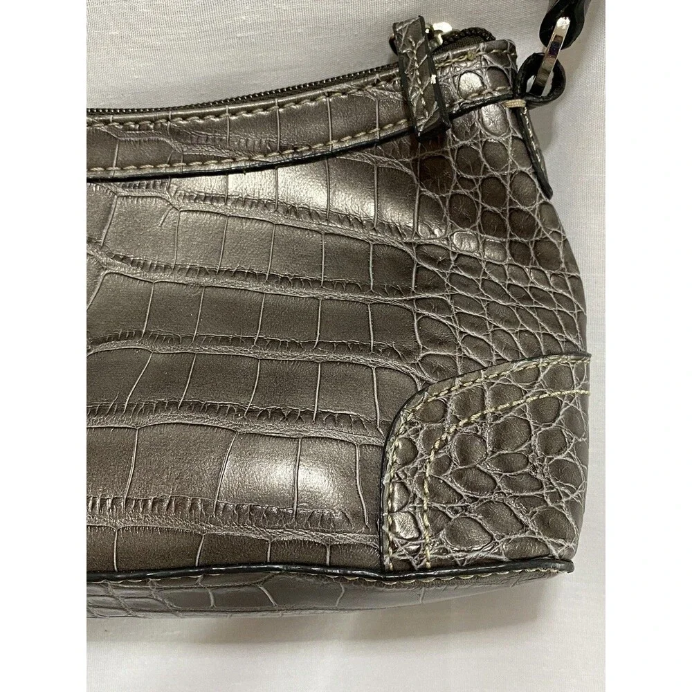 Tommy Hilfiger Small Bag Silver Purse Shoulder Bag Alligator Pattern